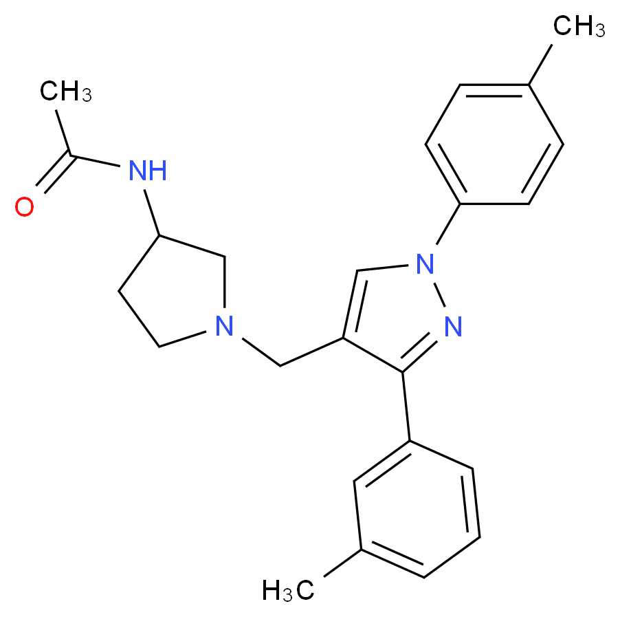 N-(1-{[3-(3-methylphenyl)-1-(4-methylphenyl)-1H-pyrazol-4-yl]methyl}-3-pyrrolidinyl)acetamide_分子结构_CAS_)