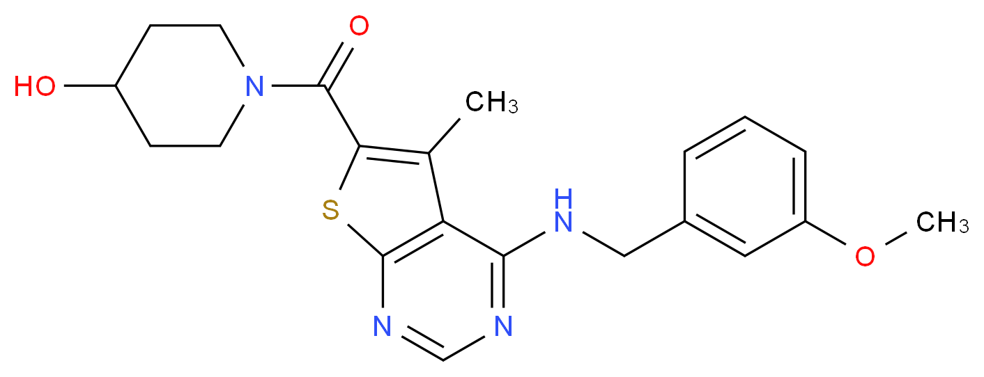 1-({4-[(3-methoxybenzyl)amino]-5-methylthieno[2,3-d]pyrimidin-6-yl}carbonyl)-4-piperidinol_分子结构_CAS_)