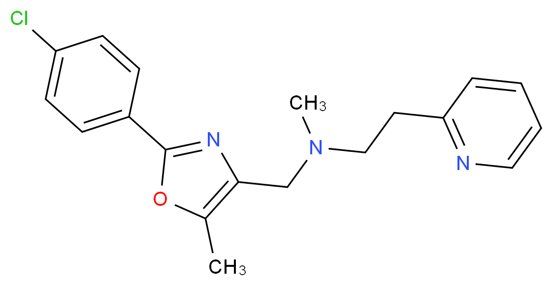 N-{[2-(4-chlorophenyl)-5-methyl-1,3-oxazol-4-yl]methyl}-N-methyl-2-(2-pyridinyl)ethanamine_分子结构_CAS_)