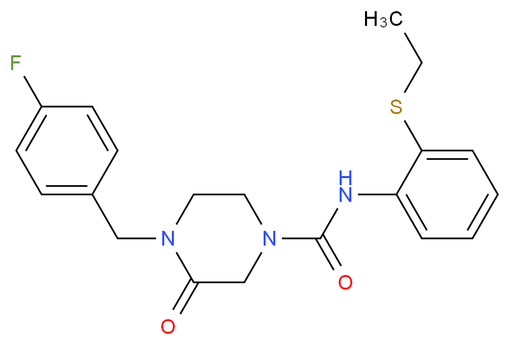 N-[2-(ethylthio)phenyl]-4-(4-fluorobenzyl)-3-oxopiperazine-1-carboxamide_分子结构_CAS_)