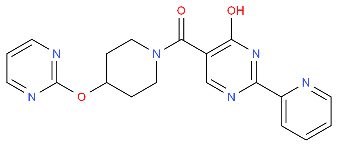 2-pyridin-2-yl-5-{[4-(pyrimidin-2-yloxy)piperidin-1-yl]carbonyl}pyrimidin-4-ol_分子结构_CAS_)