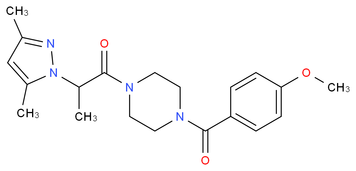 1-[2-(3,5-dimethyl-1H-pyrazol-1-yl)propanoyl]-4-(4-methoxybenzoyl)piperazine_分子结构_CAS_)
