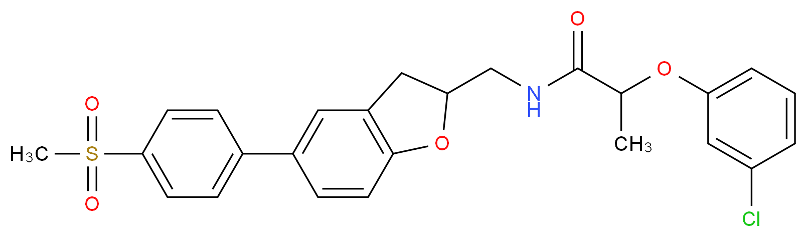 2-(3-chlorophenoxy)-N-({5-[4-(methylsulfonyl)phenyl]-2,3-dihydro-1-benzofuran-2-yl}methyl)propanamide_分子结构_CAS_)