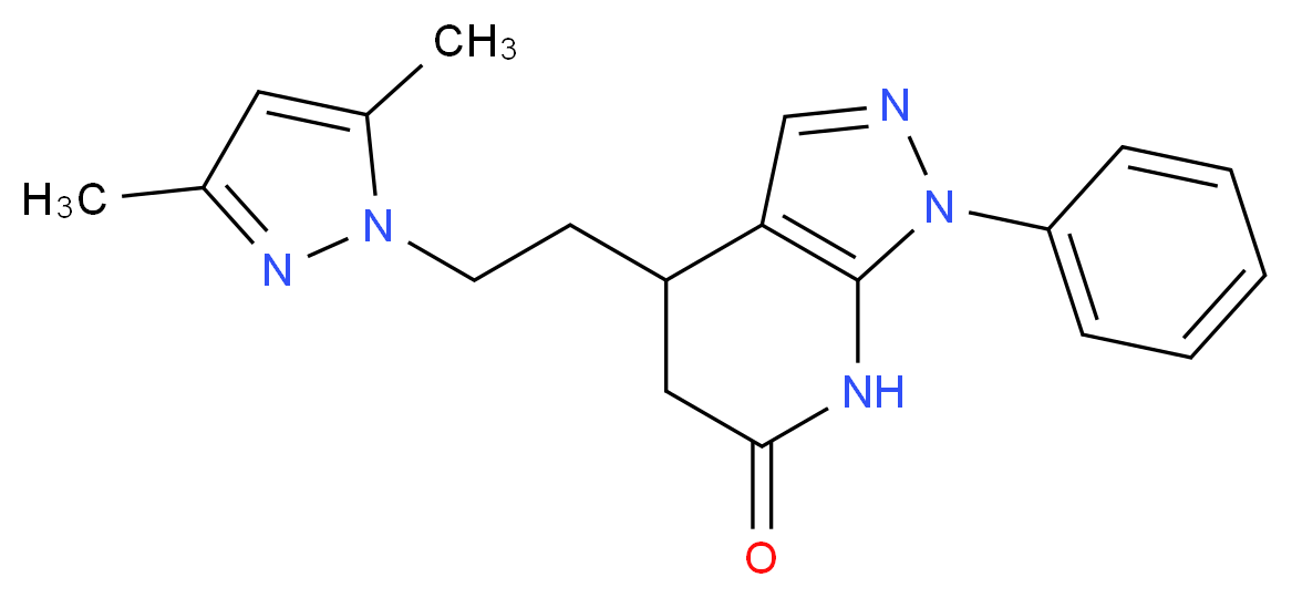 4-[2-(3,5-dimethyl-1H-pyrazol-1-yl)ethyl]-1-phenyl-1,4,5,7-tetrahydro-6H-pyrazolo[3,4-b]pyridin-6-one_分子结构_CAS_)