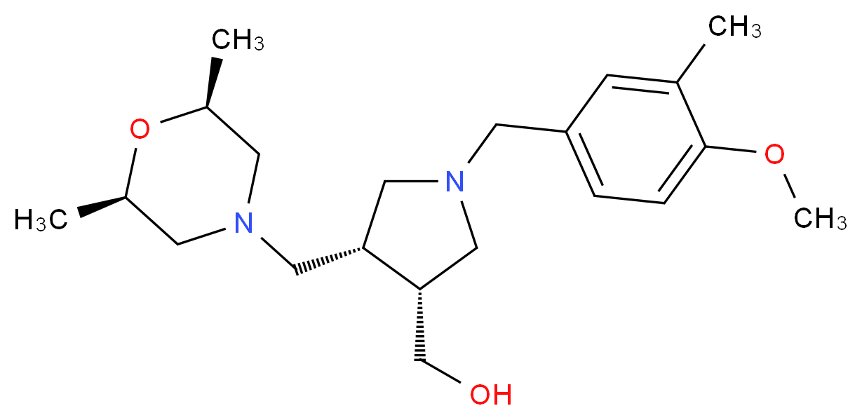 [(3R*,4S*)-4-{[(2R*,6S*)-2,6-dimethylmorpholin-4-yl]methyl}-1-(4-methoxy-3-methylbenzyl)pyrrolidin-3-yl]methanol_分子结构_CAS_)