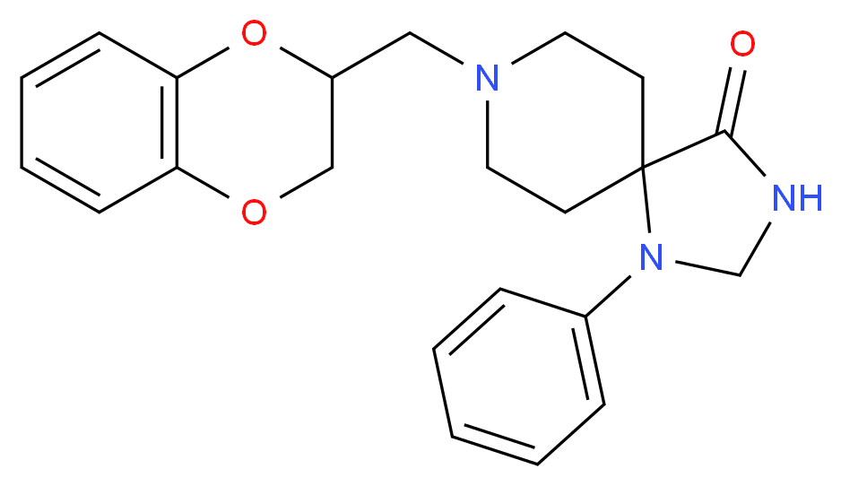 8-(2,3-dihydro-1,4-benzodioxin-2-ylmethyl)-1-phenyl-1,3,8-triazaspiro[4.5]decan-4-one_分子结构_CAS_1054-88-2