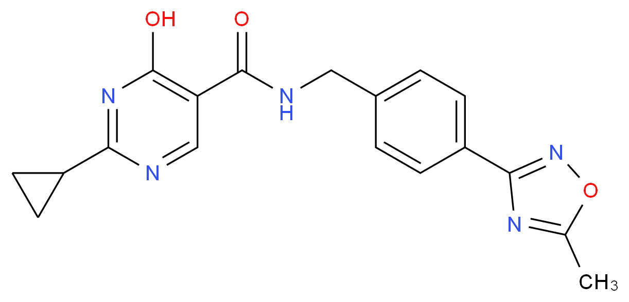 2-cyclopropyl-4-hydroxy-N-[4-(5-methyl-1,2,4-oxadiazol-3-yl)benzyl]pyrimidine-5-carboxamide_分子结构_CAS_)