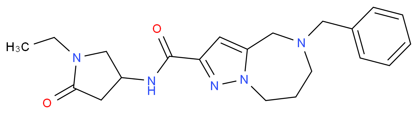 5-benzyl-N-(1-ethyl-5-oxopyrrolidin-3-yl)-5,6,7,8-tetrahydro-4H-pyrazolo[1,5-a][1,4]diazepine-2-carboxamide_分子结构_CAS_)