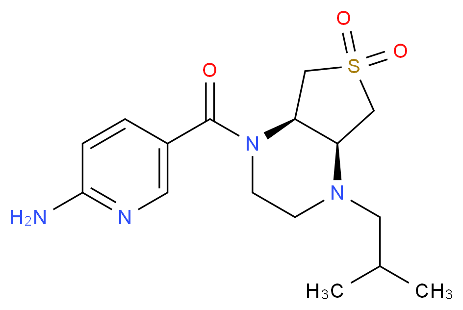 5-{[(4aS*,7aR*)-4-isobutyl-6,6-dioxidohexahydrothieno[3,4-b]pyrazin-1(2H)-yl]carbonyl}-2-pyridinamine_分子结构_CAS_)