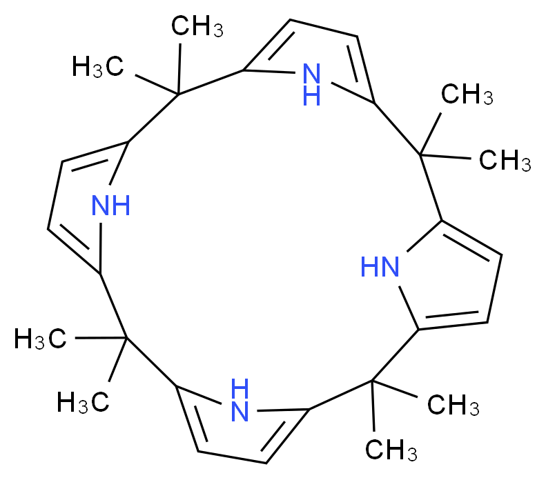 2,2,7,7,12,12,17,17-octamethyl-21,22,23,24-tetraazapentacyclo[16.2.1.1<sup>3</sup>,<sup>6</sup>.1<sup>8</sup>,<sup>1</sup><sup>1</sup>.1<sup>1</sup><sup>3</sup>,<sup>1</sup><sup>6</sup>]tetracosa-1(20),3,5,8,10,13,15,18-octaene_分子结构_CAS_4475-42-7