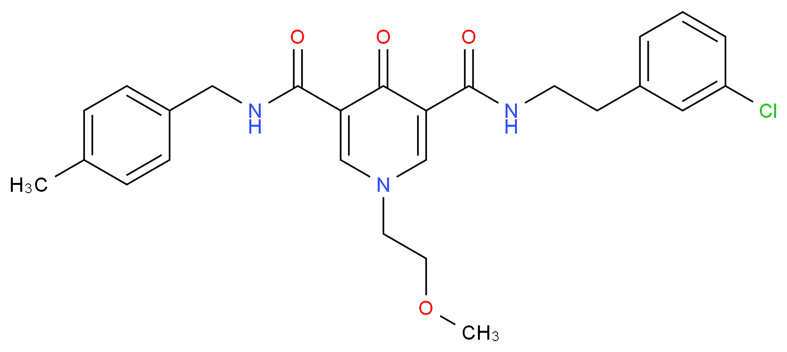 N-[2-(3-chlorophenyl)ethyl]-1-(2-methoxyethyl)-N'-(4-methylbenzyl)-4-oxo-1,4-dihydro-3,5-pyridinedicarboxamide_分子结构_CAS_)