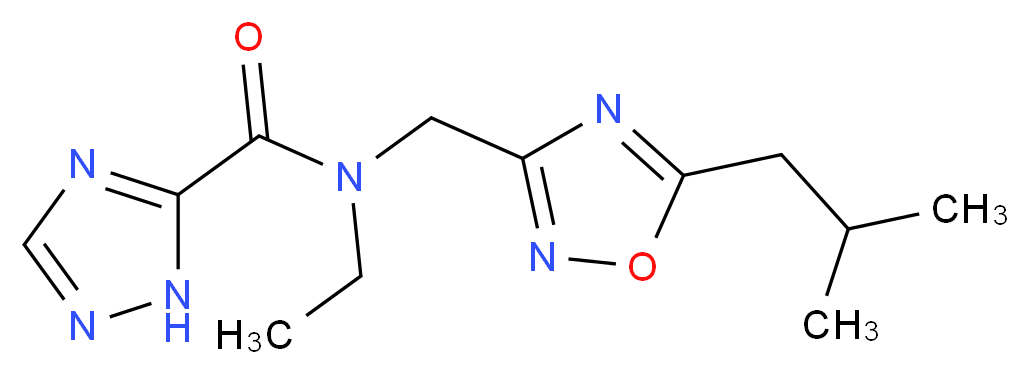 N-ethyl-N-[(5-isobutyl-1,2,4-oxadiazol-3-yl)methyl]-1H-1,2,4-triazole-5-carboxamide_分子结构_CAS_)