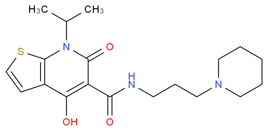 4-hydroxy-6-oxo-N-[3-(piperidin-1-yl)propyl]-7-(propan-2-yl)-6H,7H-thieno[2,3-b]pyridine-5-carboxamide_分子结构_CAS_869493-21-0