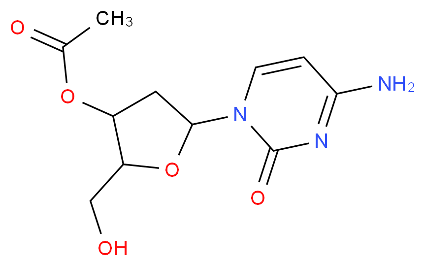 5-(4-amino-2-oxo-1,2-dihydropyrimidin-1-yl)-2-(hydroxymethyl)oxolan-3-yl acetate_分子结构_CAS_72560-69-1