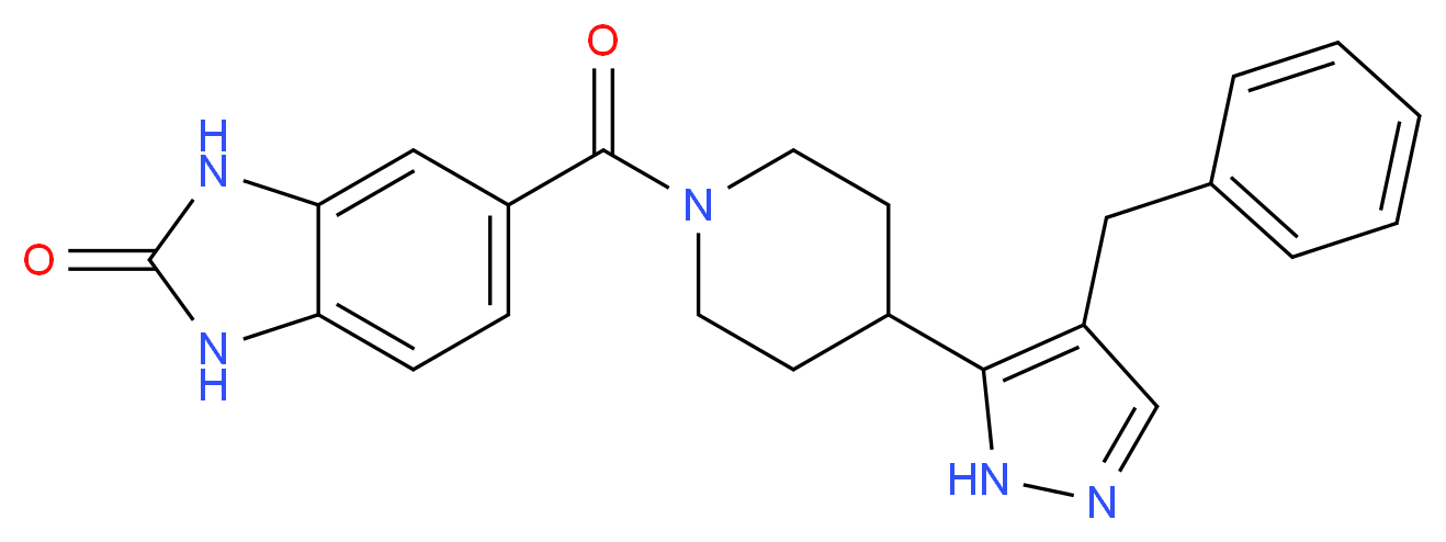 5-{[4-(4-benzyl-1H-pyrazol-5-yl)piperidin-1-yl]carbonyl}-1,3-dihydro-2H-benzimidazol-2-one_分子结构_CAS_)