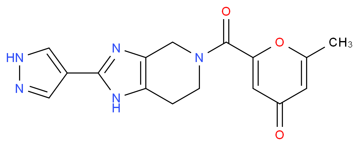 2-methyl-6-{[2-(1H-pyrazol-4-yl)-1,4,6,7-tetrahydro-5H-imidazo[4,5-c]pyridin-5-yl]carbonyl}-4H-pyran-4-one_分子结构_CAS_)
