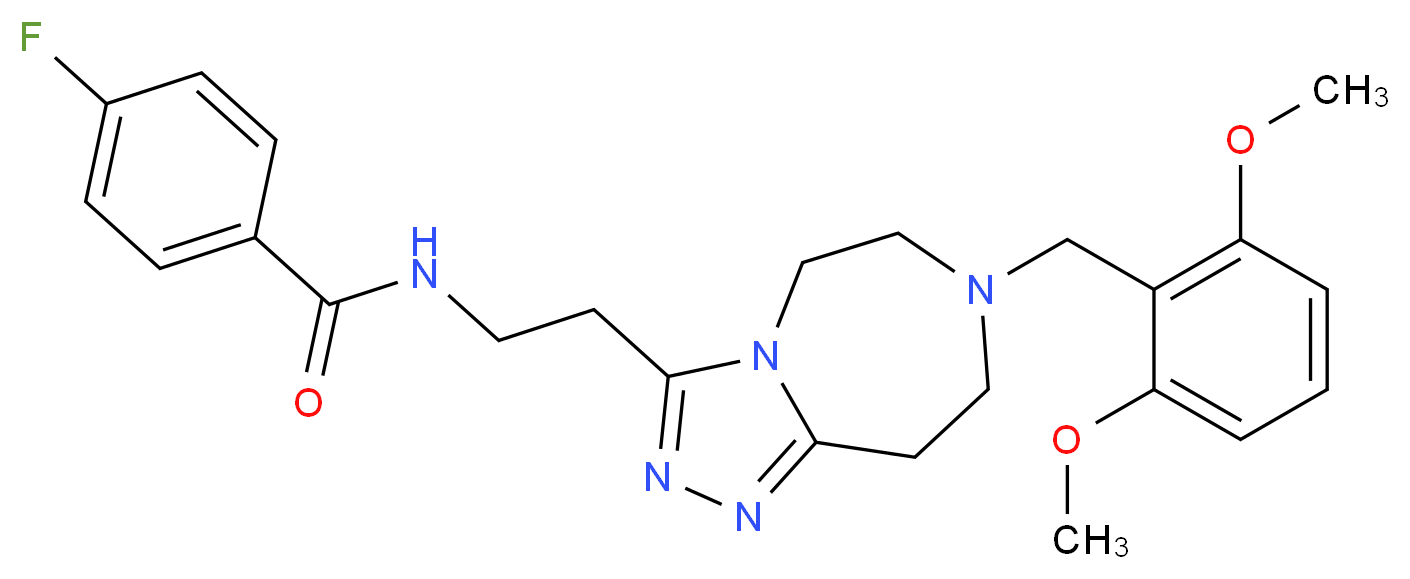 N-{2-[7-(2,6-dimethoxybenzyl)-6,7,8,9-tetrahydro-5H-[1,2,4]triazolo[4,3-d][1,4]diazepin-3-yl]ethyl}-4-fluorobenzamide_分子结构_CAS_)