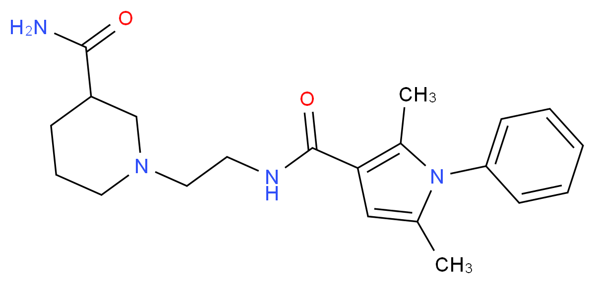 1-(2-{[(2,5-dimethyl-1-phenyl-1H-pyrrol-3-yl)carbonyl]amino}ethyl)piperidine-3-carboxamide_分子结构_CAS_)