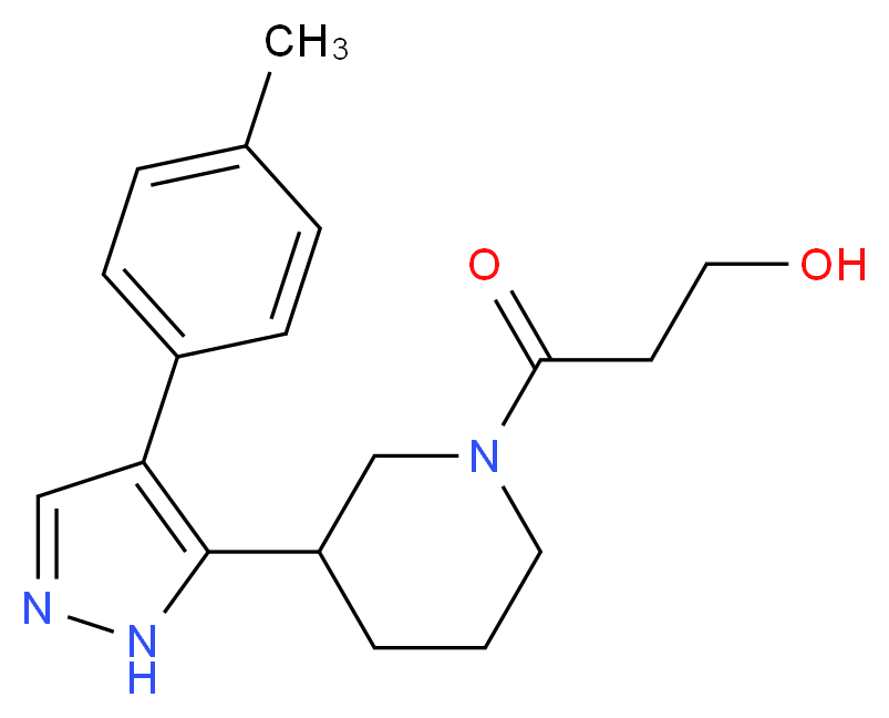 3-{3-[4-(4-methylphenyl)-1H-pyrazol-5-yl]piperidin-1-yl}-3-oxopropan-1-ol_分子结构_CAS_)
