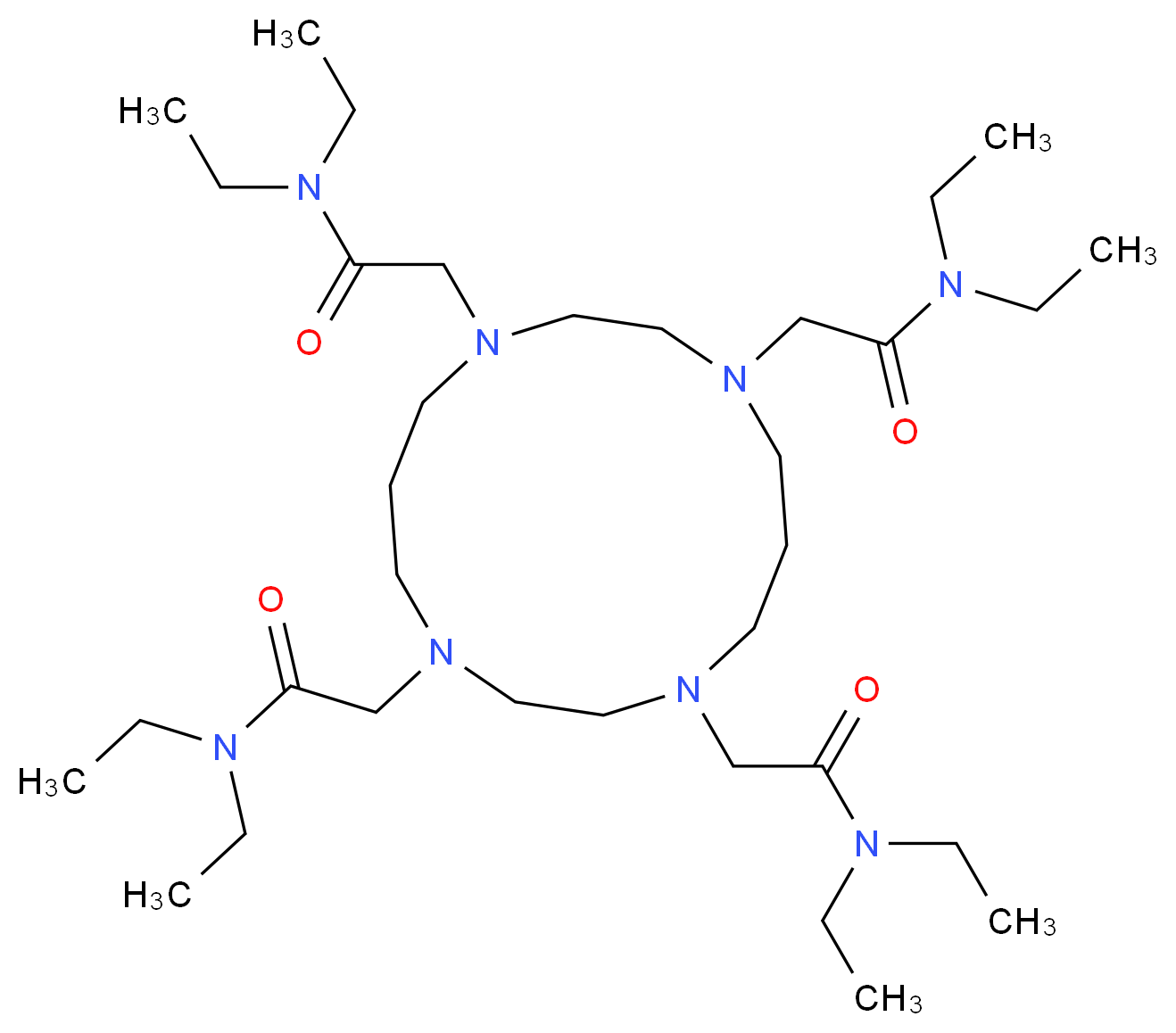 1,4,8,11-四(二乙氨甲酰基甲基)-1,4,8,11-四氮杂环十四烷_分子结构_CAS_126320-56-7)