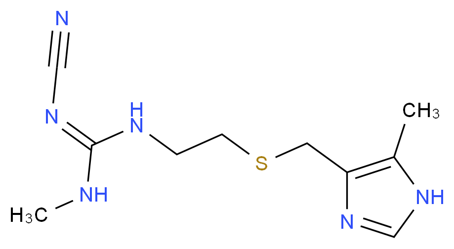 (Z)-2-cyano-1-methyl-3-(2-{[(5-methyl-1H-imidazol-4-yl)methyl]sulfanyl}ethyl)guanidine_分子结构_CAS_51481-61-9