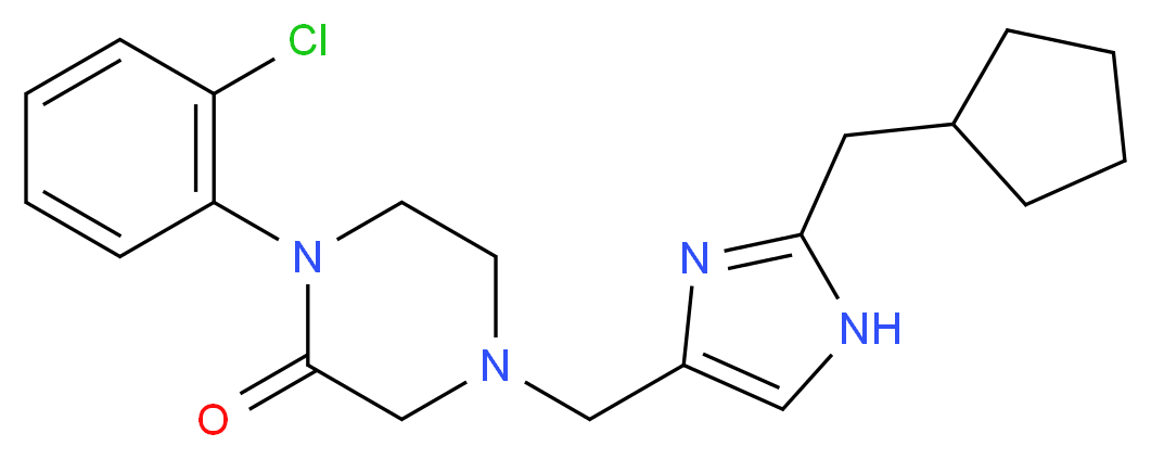 1-(2-chlorophenyl)-4-{[2-(cyclopentylmethyl)-1H-imidazol-4-yl]methyl}-2-piperazinone_分子结构_CAS_)
