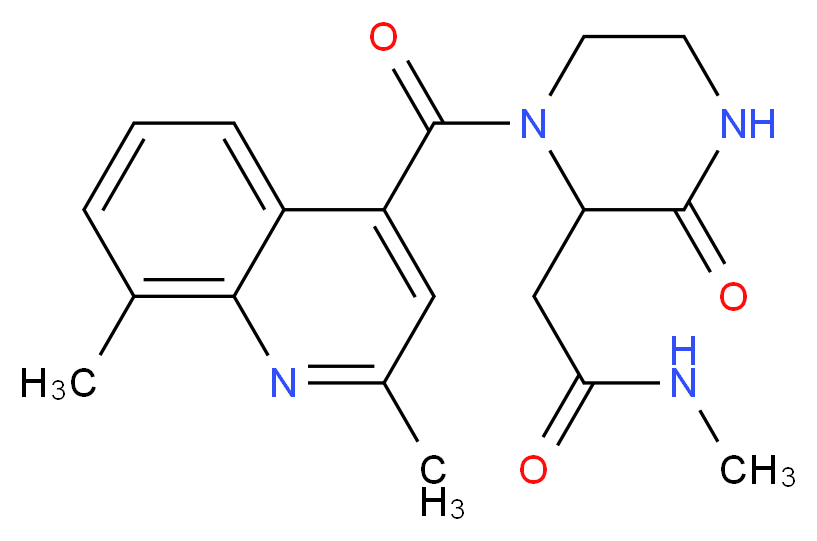 2-{1-[(2,8-dimethyl-4-quinolinyl)carbonyl]-3-oxo-2-piperazinyl}-N-methylacetamide_分子结构_CAS_)