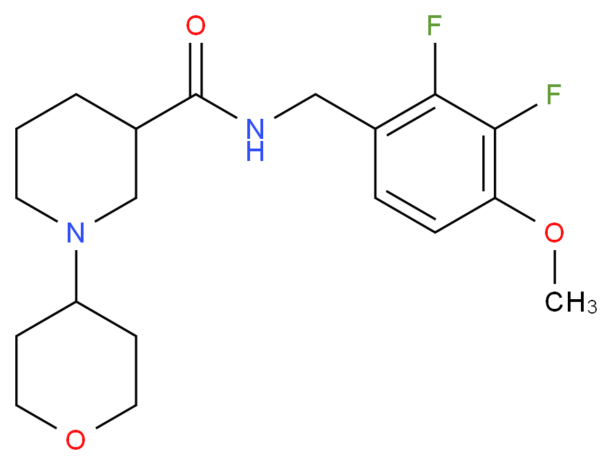 N-(2,3-difluoro-4-methoxybenzyl)-1-(tetrahydro-2H-pyran-4-yl)-3-piperidinecarboxamide_分子结构_CAS_)