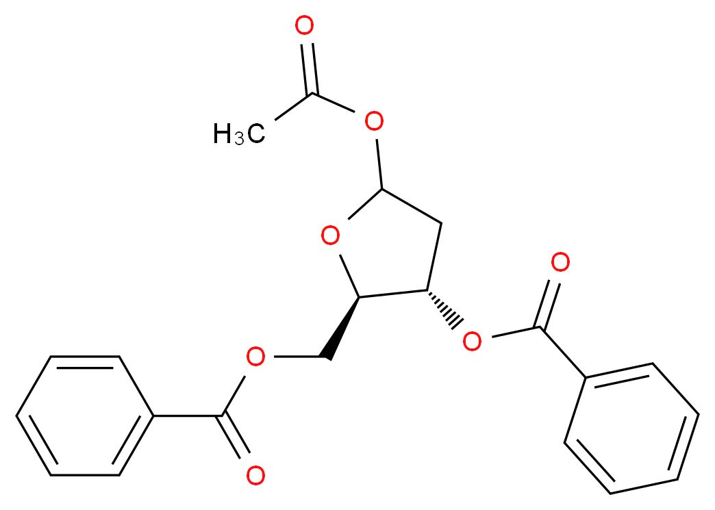 (2R,3S)-5-(acetyloxy)-2-[(benzoyloxy)methyl]oxolan-3-yl benzoate_分子结构_CAS_51255-12-0