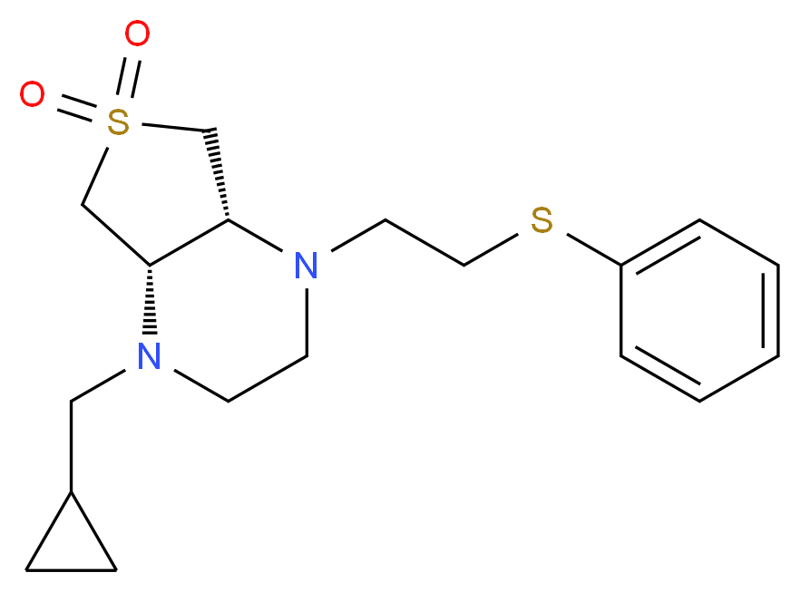 (4aR*,7aS*)-1-(cyclopropylmethyl)-4-[2-(phenylthio)ethyl]octahydrothieno[3,4-b]pyrazine 6,6-dioxide_分子结构_CAS_)