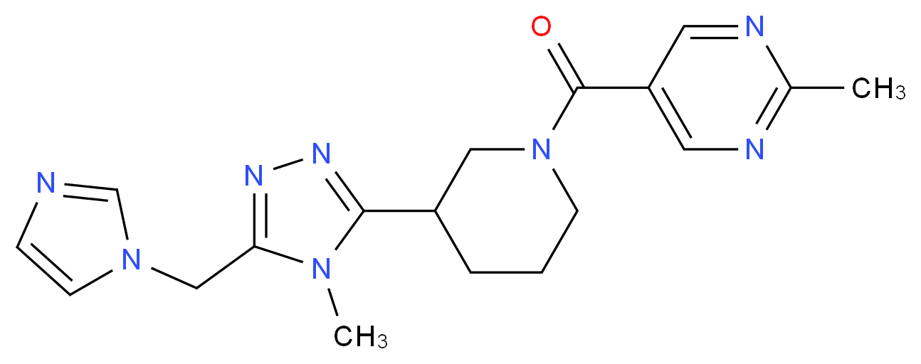 5-({3-[5-(1H-imidazol-1-ylmethyl)-4-methyl-4H-1,2,4-triazol-3-yl]piperidin-1-yl}carbonyl)-2-methylpyrimidine_分子结构_CAS_)