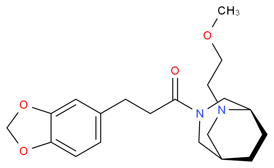 (1R*,5R*)-3-[3-(1,3-benzodioxol-5-yl)propanoyl]-6-(2-methoxyethyl)-3,6-diazabicyclo[3.2.2]nonane_分子结构_CAS_)
