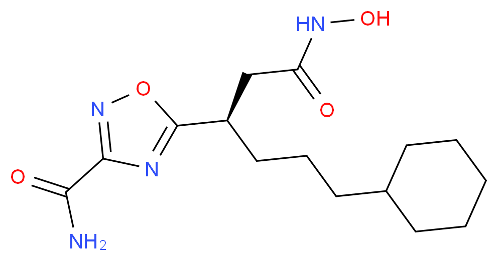 5-[(2R)-5-cyclohexyl-1-(hydroxycarbamoyl)pentan-2-yl]-1,2,4-oxadiazole-3-carboxamide_分子结构_CAS_348622-88-8