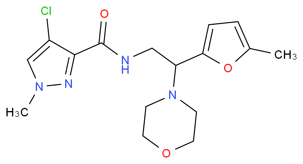 4-chloro-1-methyl-N-[2-(5-methyl-2-furyl)-2-morpholin-4-ylethyl]-1H-pyrazole-3-carboxamide_分子结构_CAS_)