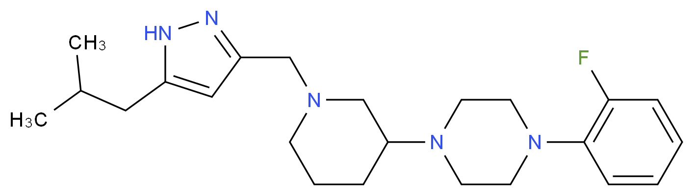 1-(2-fluorophenyl)-4-{1-[(5-isobutyl-1H-pyrazol-3-yl)methyl]-3-piperidinyl}piperazine_分子结构_CAS_)