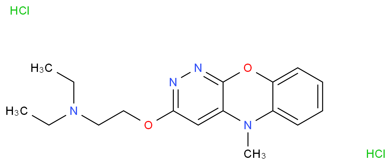 diethyl[2-({9-methyl-2-oxa-4,5,9-triazatricyclo[8.4.0.0^{3,8}]tetradeca-1(10),3(8),4,6,11,13-hexaen-6-yl}oxy)ethyl]amine dihydrochloride_分子结构_CAS_55931-84-5