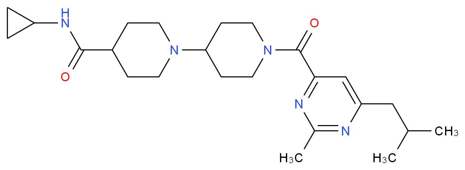 N-cyclopropyl-1'-[(6-isobutyl-2-methyl-4-pyrimidinyl)carbonyl]-1,4'-bipiperidine-4-carboxamide_分子结构_CAS_)