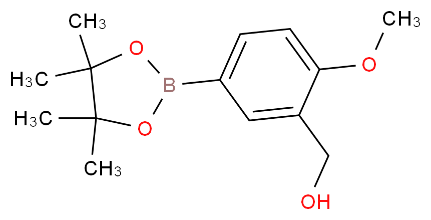 2-Methoxy-5-(4,4,5,5-tetramethyl-1,3,2-dioxaborolan-2-yl)benzenemethanol_分子结构_CAS_1009303-77-8)