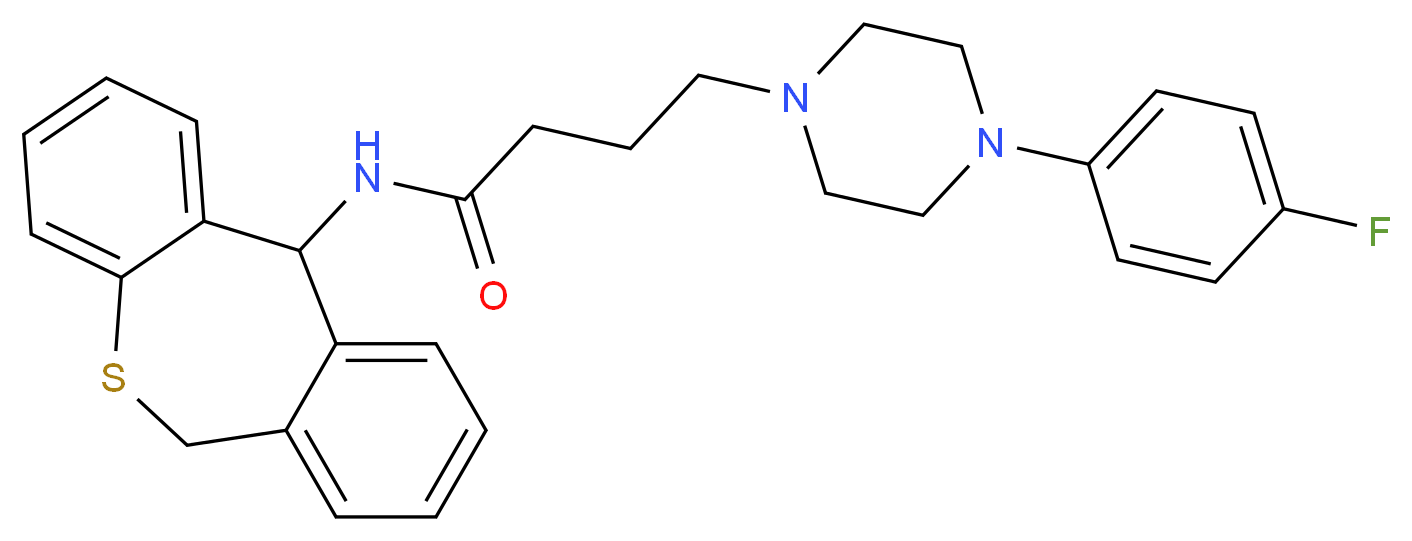 4-[4-(4-fluorophenyl)piperazin-1-yl]-N-{9-thiatricyclo[9.4.0.0<sup>3</sup>,<sup>8</sup>]pentadeca-1(15),3,5,7,11,13-hexaen-2-yl}butanamide_分子结构_CAS_103379-03-9