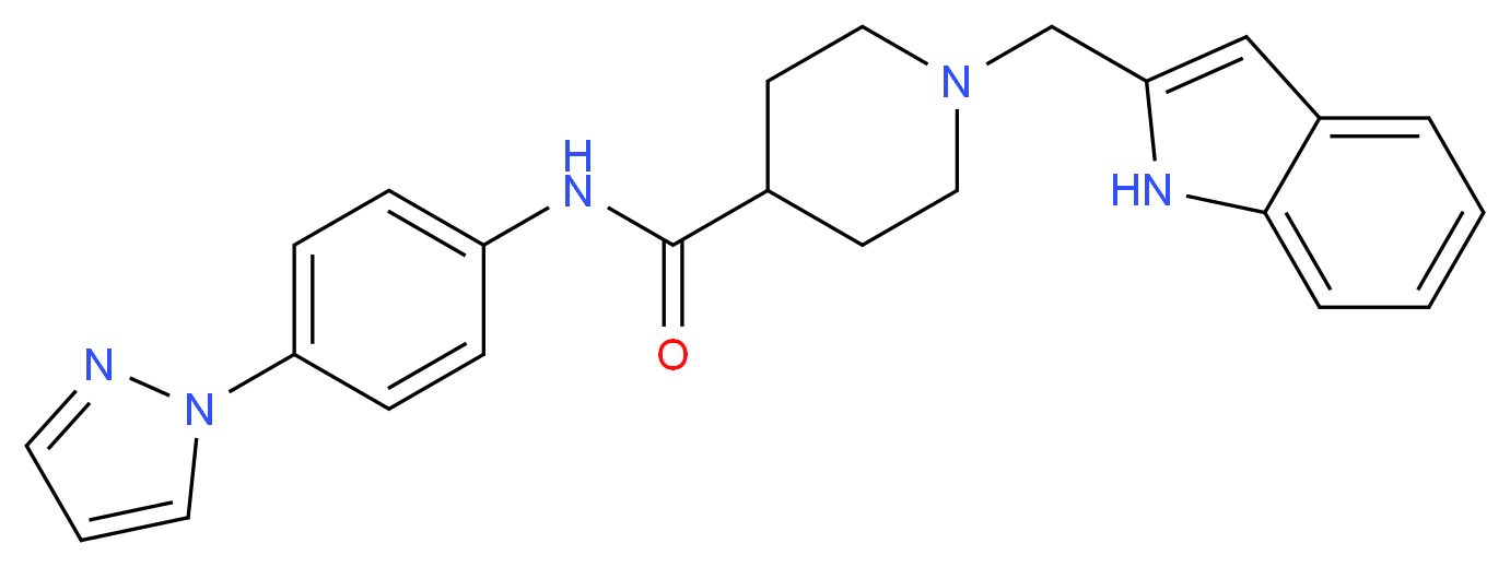 1-(1H-indol-2-ylmethyl)-N-[4-(1H-pyrazol-1-yl)phenyl]-4-piperidinecarboxamide_分子结构_CAS_)