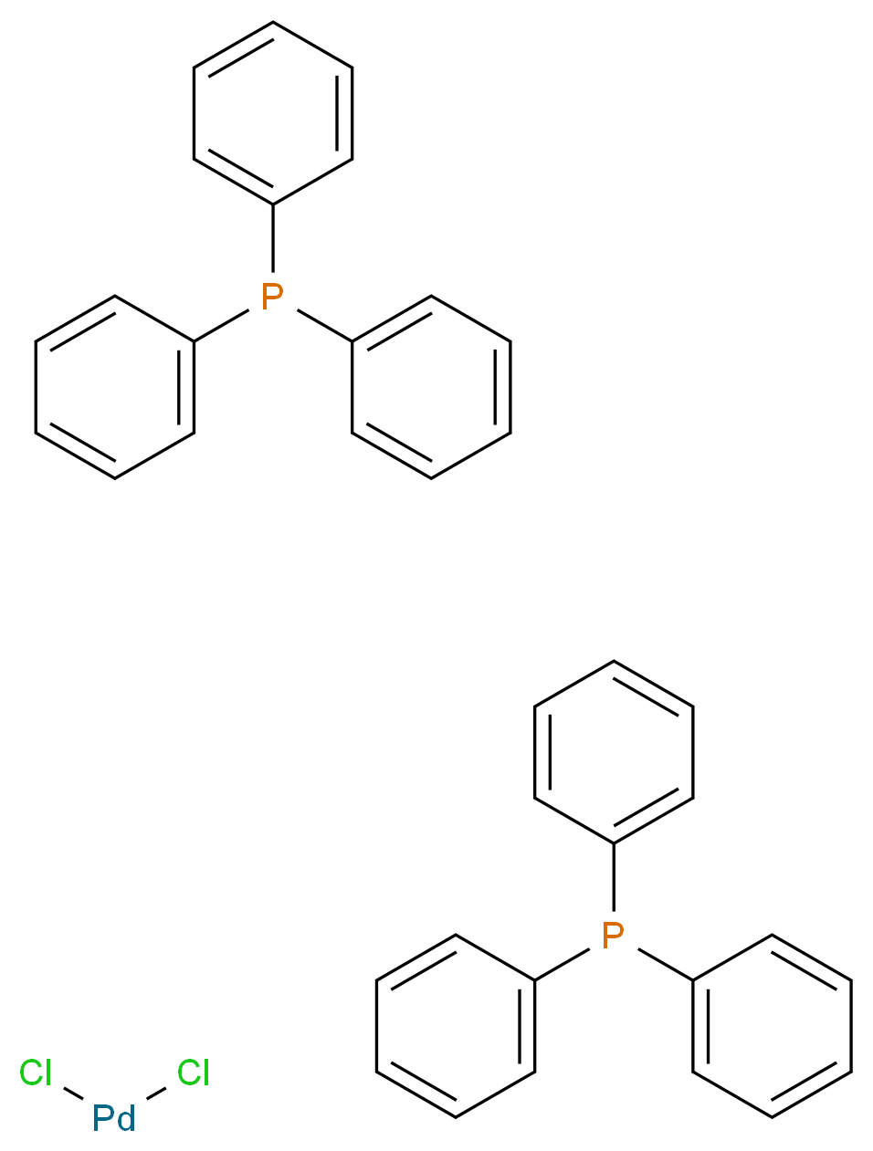 Bis(triphenylphosphine)palladium(II) chloride_分子结构_CAS_13965-03-2)