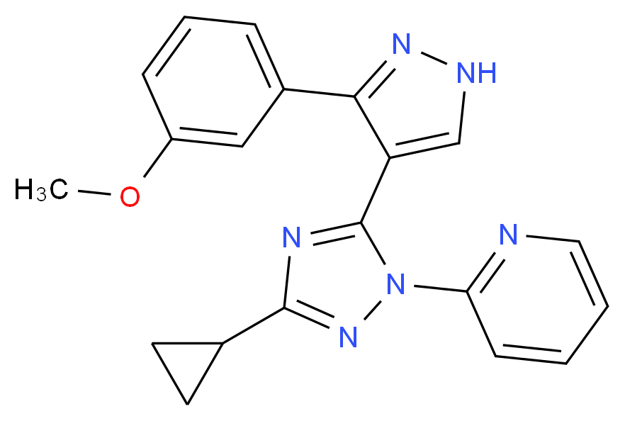 2-{3-cyclopropyl-5-[3-(3-methoxyphenyl)-1H-pyrazol-4-yl]-1H-1,2,4-triazol-1-yl}pyridine_分子结构_CAS_)