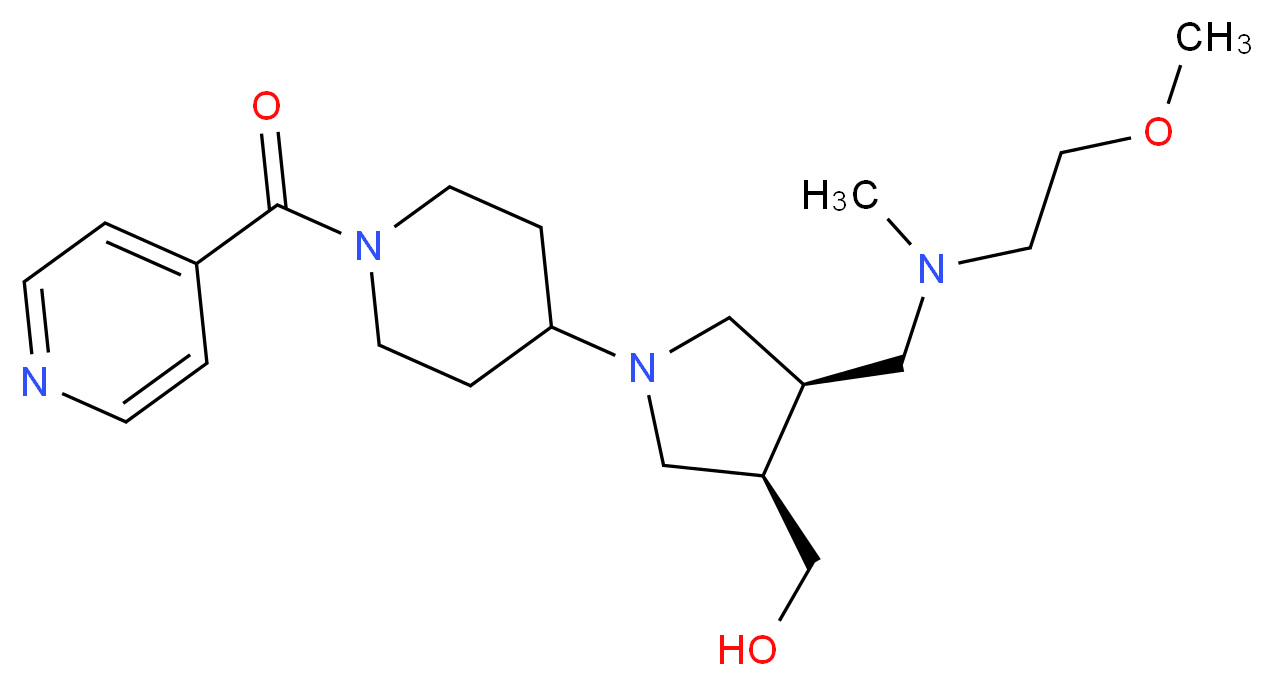 ((3R*,4R*)-1-(1-isonicotinoylpiperidin-4-yl)-4-{[(2-methoxyethyl)(methyl)amino]methyl}pyrrolidin-3-yl)methanol_分子结构_CAS_)