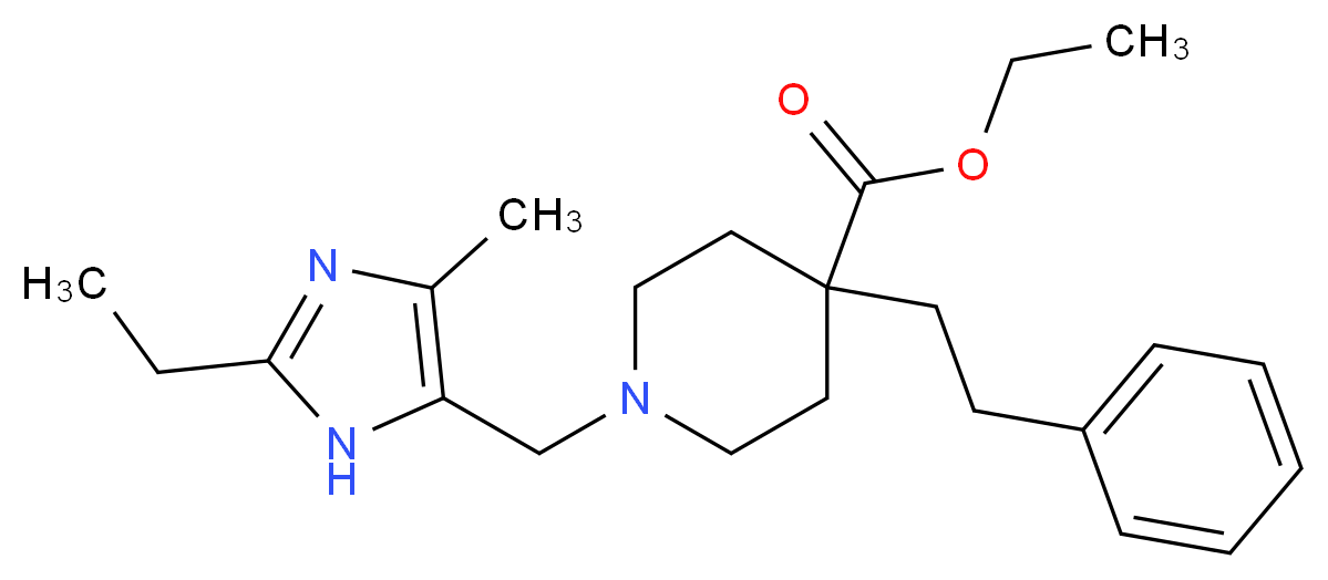 ethyl 1-[(2-ethyl-4-methyl-1H-imidazol-5-yl)methyl]-4-(2-phenylethyl)-4-piperidinecarboxylate_分子结构_CAS_)