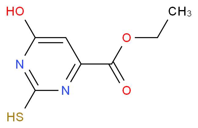 ethyl 6-hydroxy-2-sulfanylpyrimidine-4-carboxylate_分子结构_CAS_6633-65-4