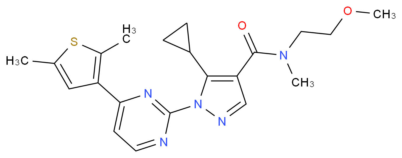 5-cyclopropyl-1-[4-(2,5-dimethyl-3-thienyl)-2-pyrimidinyl]-N-(2-methoxyethyl)-N-methyl-1H-pyrazole-4-carboxamide_分子结构_CAS_)