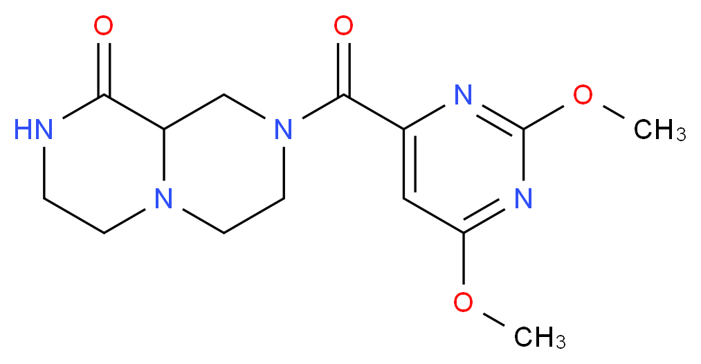 8-[(2,6-dimethoxypyrimidin-4-yl)carbonyl]hexahydro-2H-pyrazino[1,2-a]pyrazin-1(6H)-one_分子结构_CAS_)