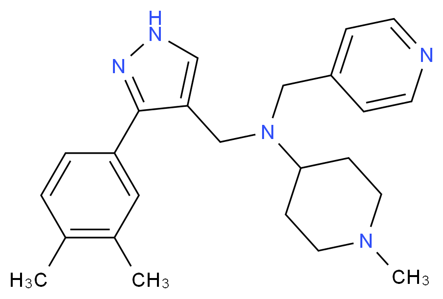 N-{[3-(3,4-dimethylphenyl)-1H-pyrazol-4-yl]methyl}-1-methyl-N-(4-pyridinylmethyl)-4-piperidinamine_分子结构_CAS_)