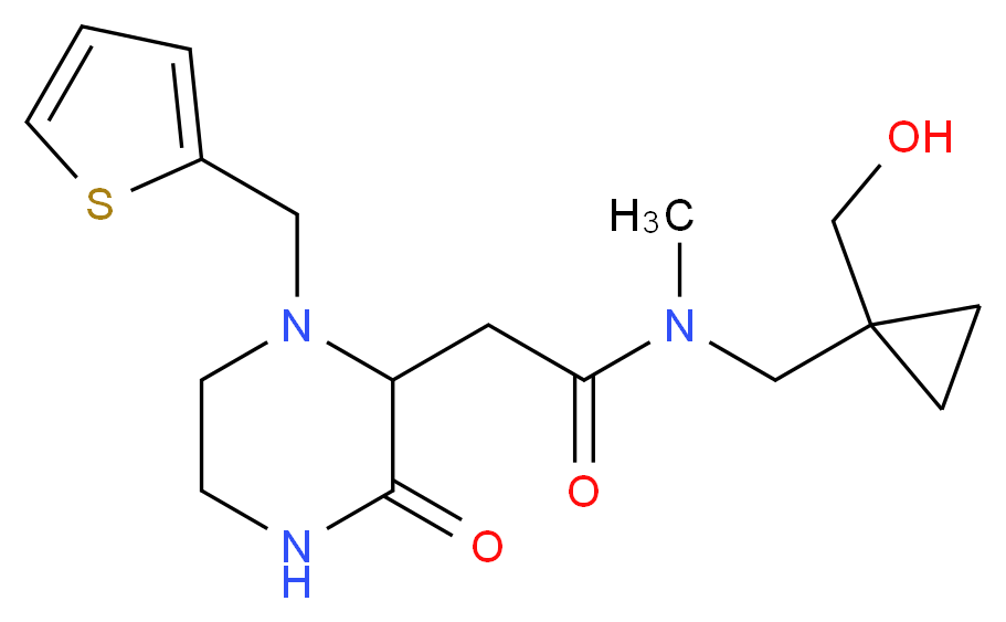 N-{[1-(hydroxymethyl)cyclopropyl]methyl}-N-methyl-2-[3-oxo-1-(2-thienylmethyl)-2-piperazinyl]acetamide_分子结构_CAS_)