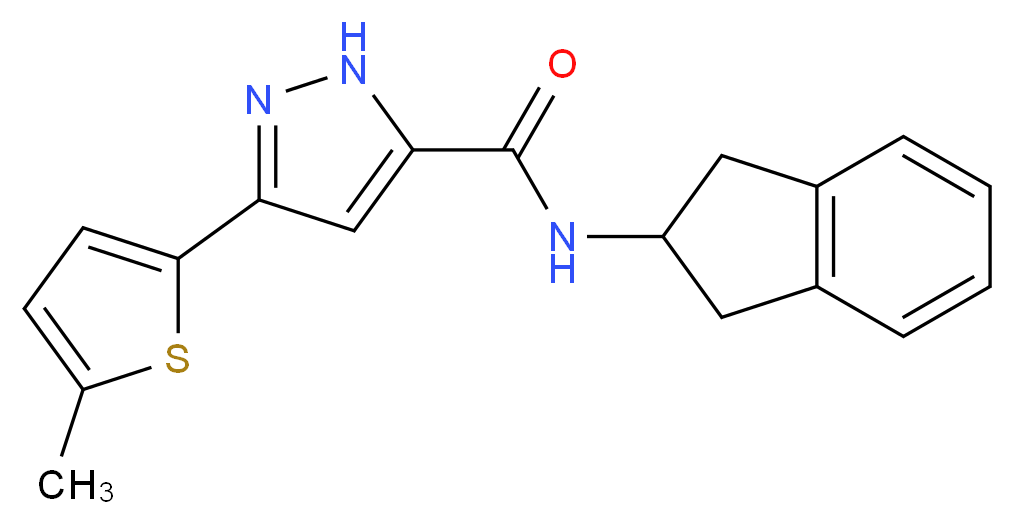 N-(2,3-dihydro-1H-inden-2-yl)-3-(5-methyl-2-thienyl)-1H-pyrazole-5-carboxamide_分子结构_CAS_)